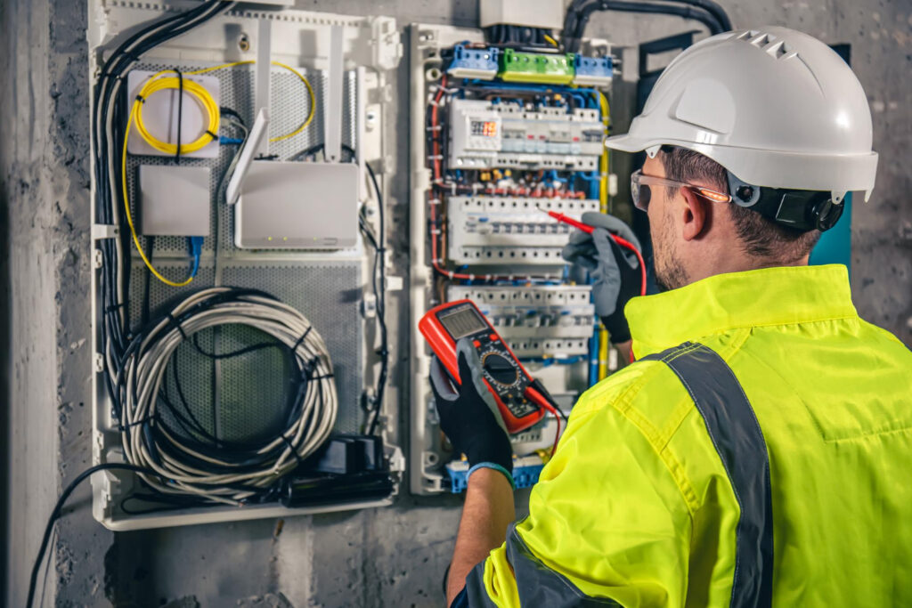 An electrician working in electrical system