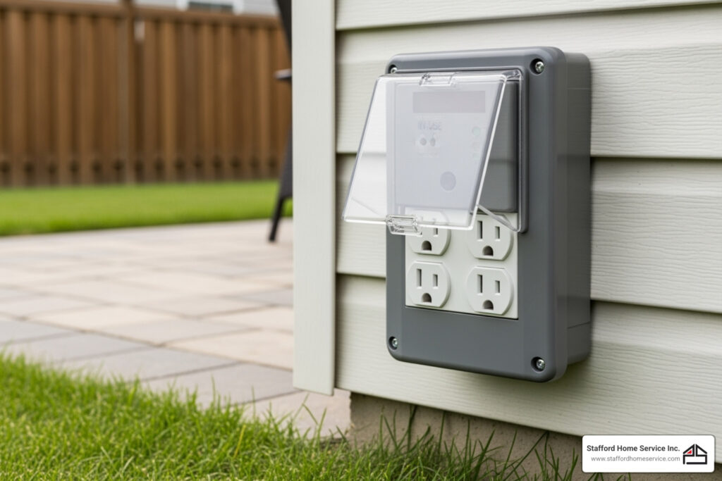 Outdoor GFCI outlet installation